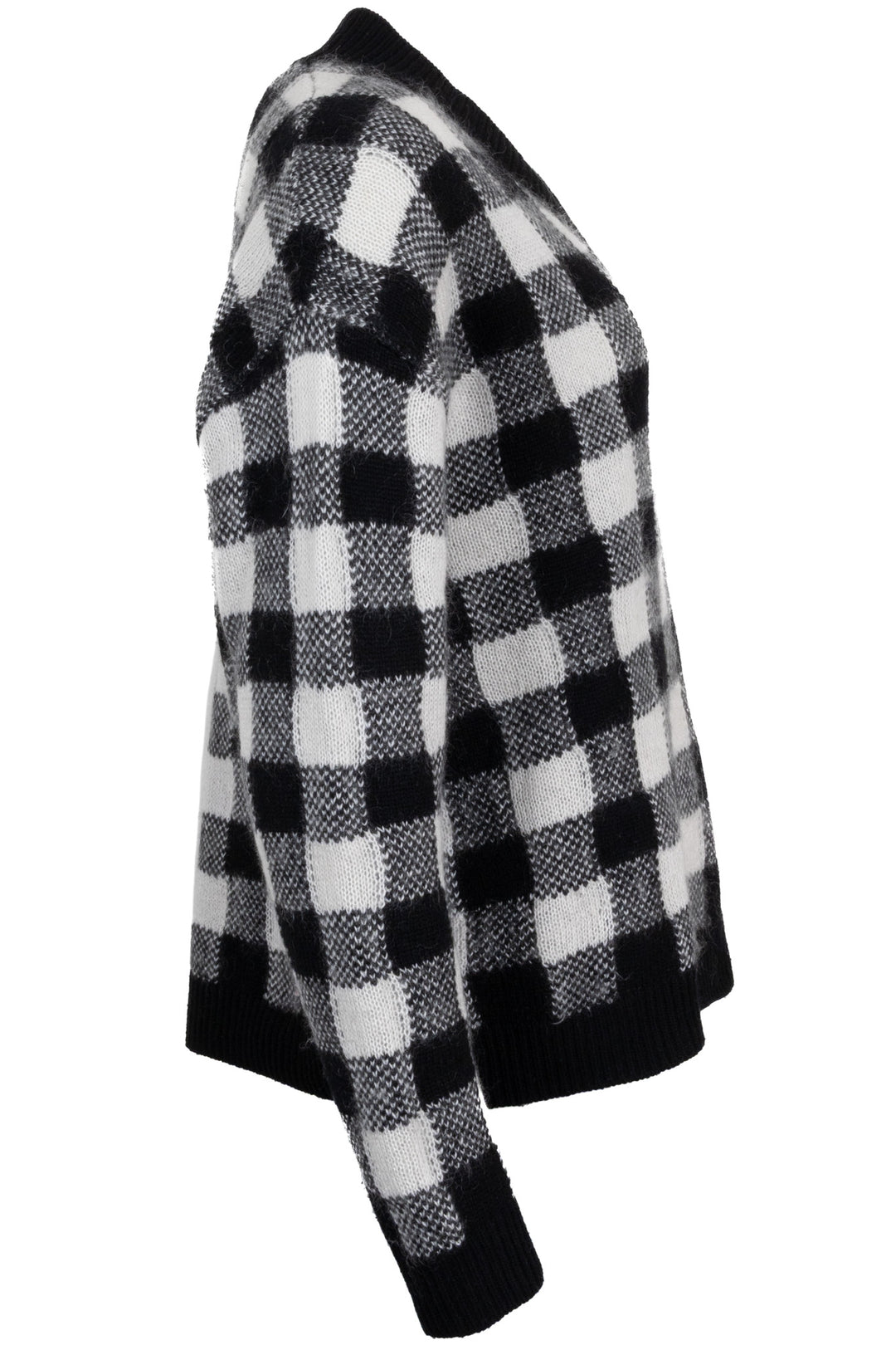 CHRISTIAN DIOR Oversized Check Print Sweater Cashmere Mohair Cashmere Black