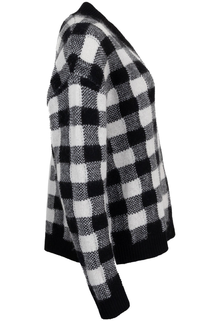 CHRISTIAN DIOR Oversized Check Print Sweater Cashmere Mohair Cashmere Black