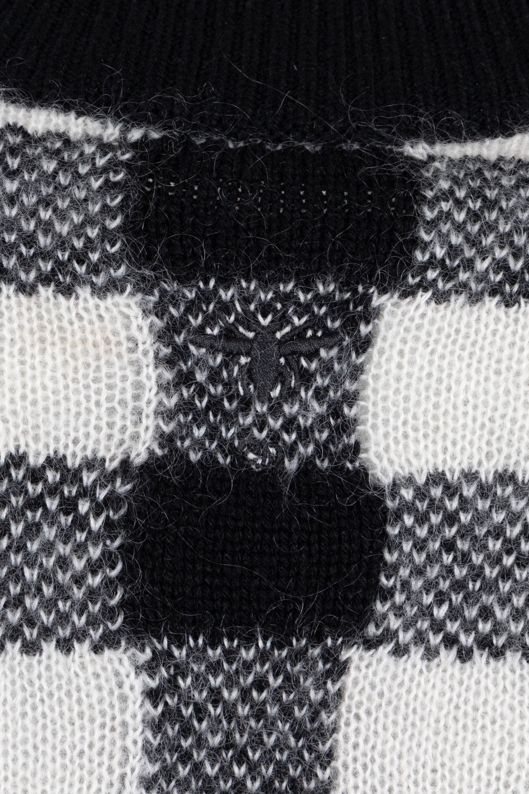 CHRISTIAN DIOR Oversized Check Print Sweater Cashmere Mohair Cashmere Black