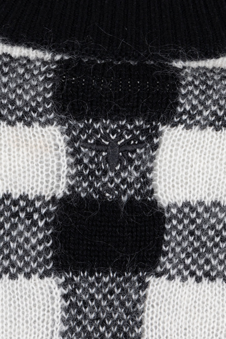 CHRISTIAN DIOR Oversized Check Print Sweater Cashmere Mohair Cashmere Black
