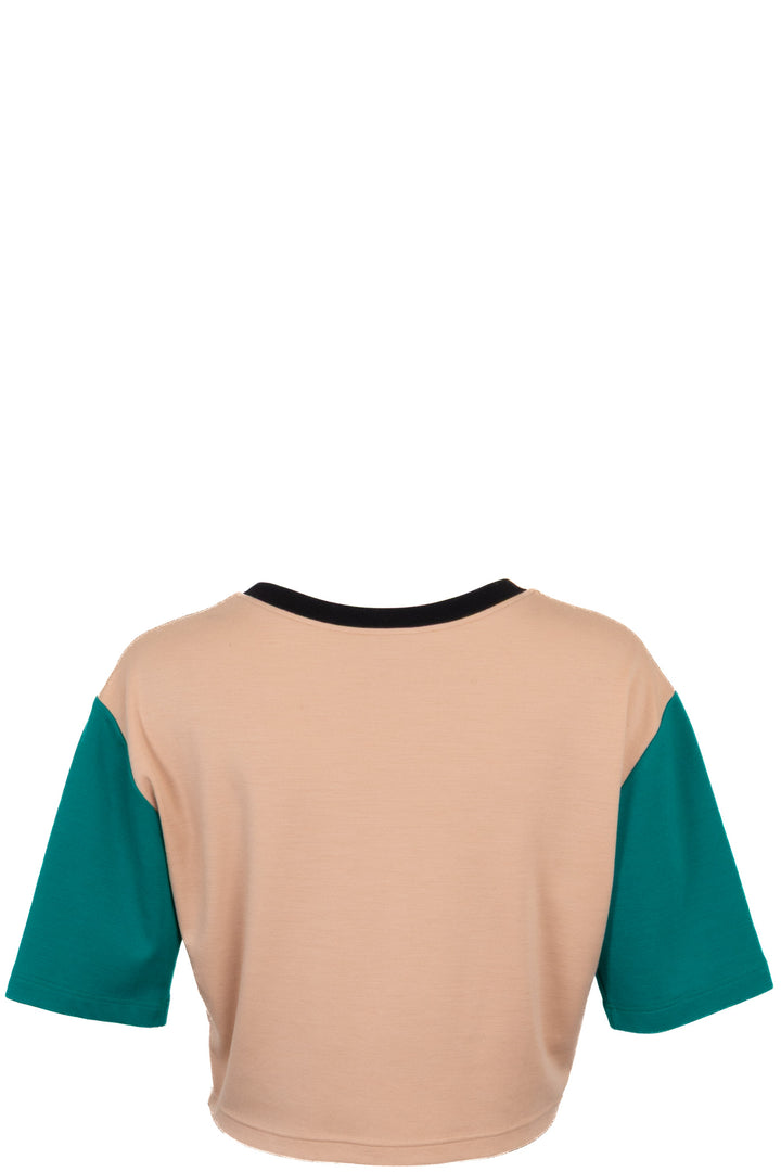 CHANEL Top à Manches Courtes en Laine Nude à Sequins CC