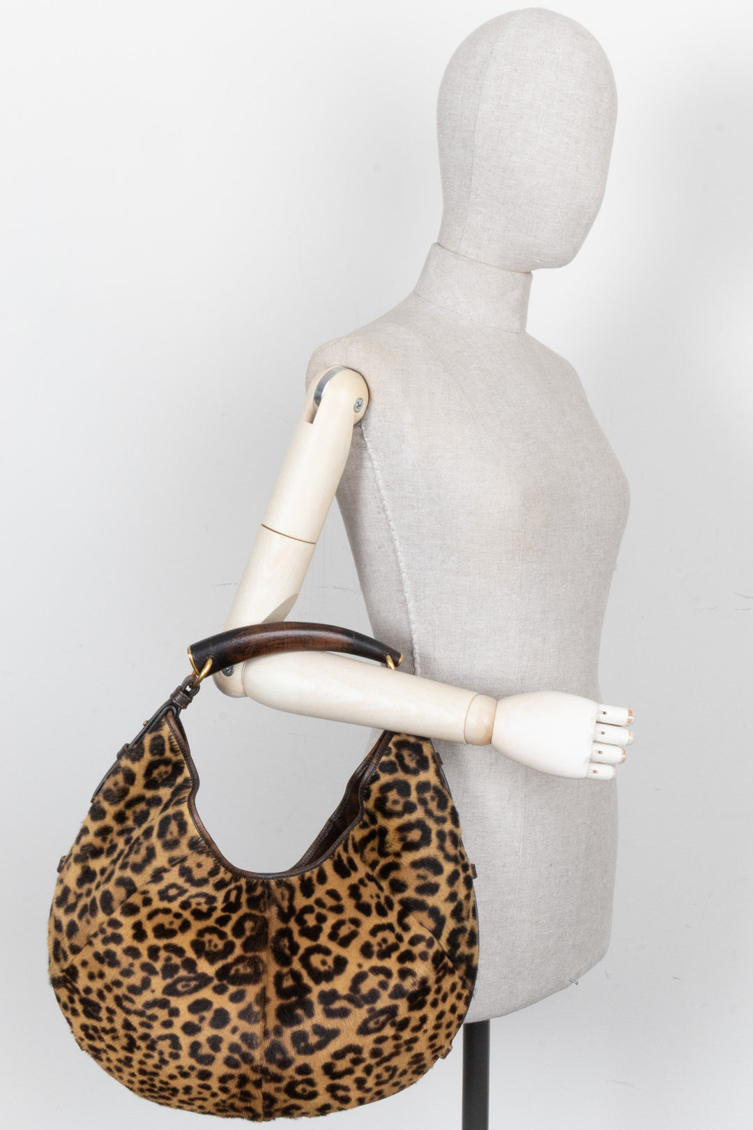 SAINT LAURENT Mombasa Leopard Bag Medium Brown