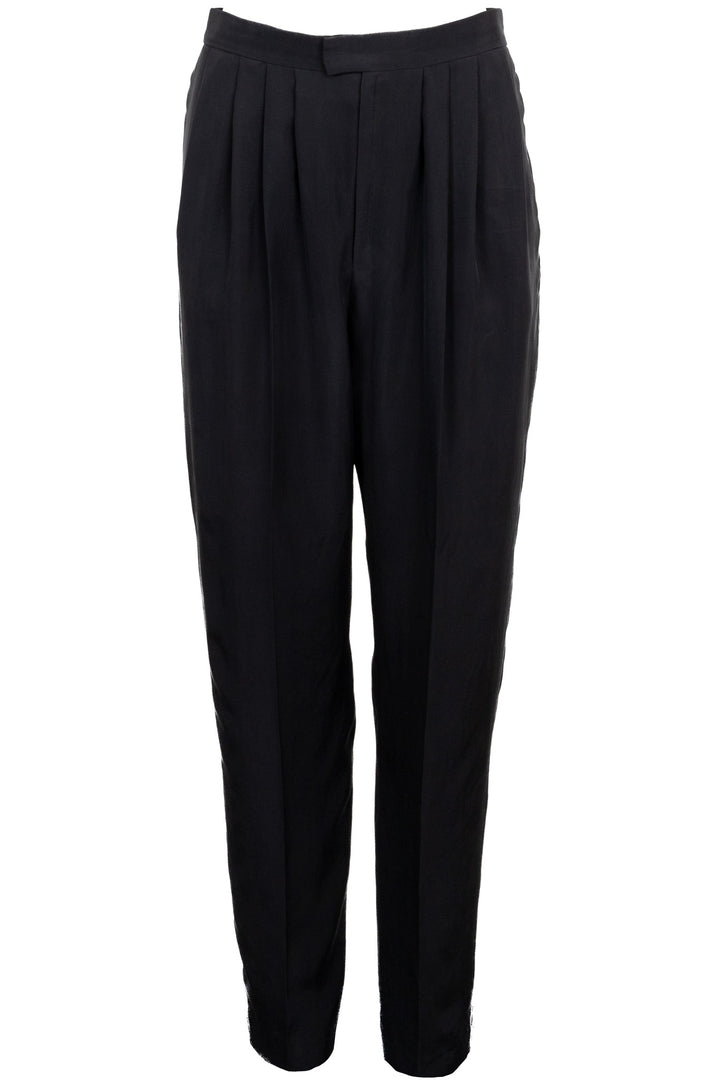 SAINT LAURENT 2025 Pleated Pants Silk Black