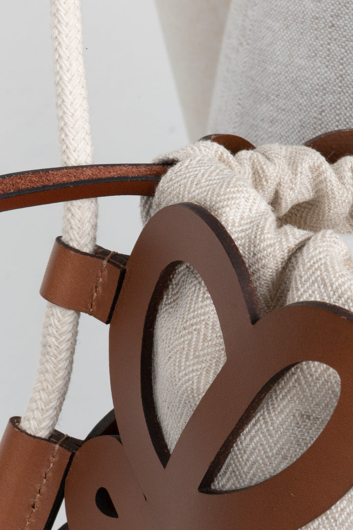 LOEWE Ibiza Cutout Anagram Bag Canvas Leather Brown