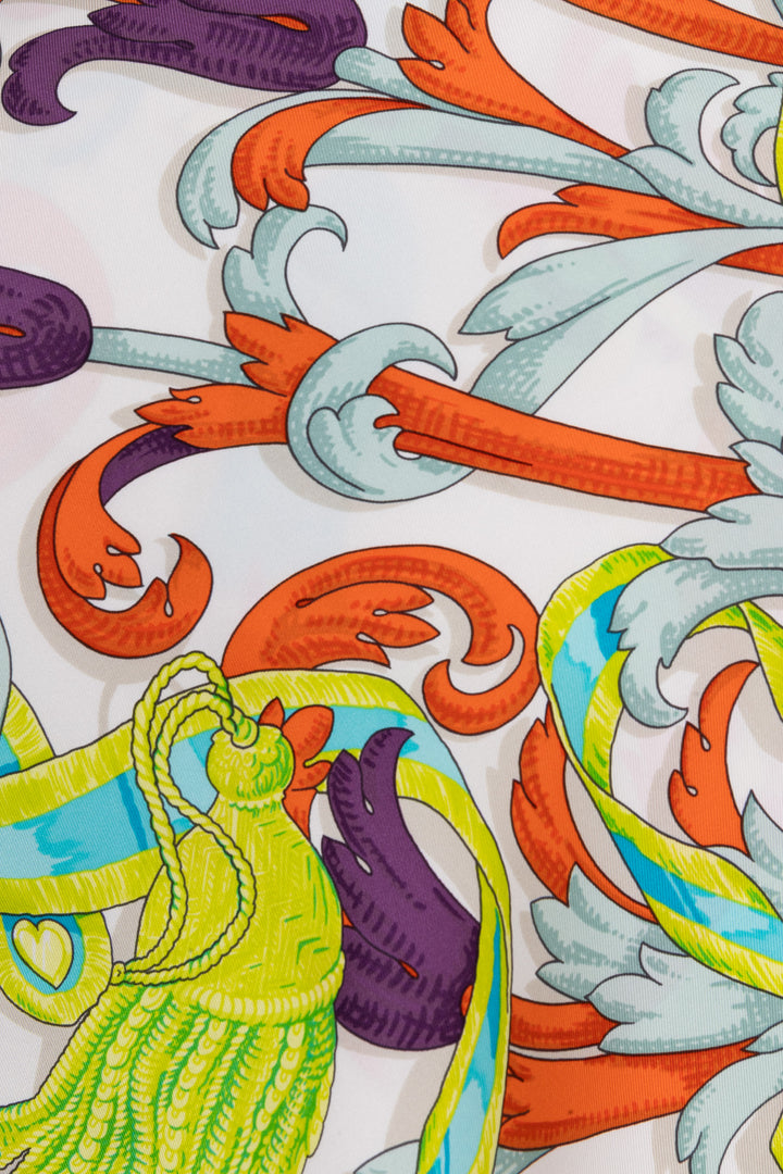 HERMÈS Le Mors A La Connetable 90 Scarf Silk White
