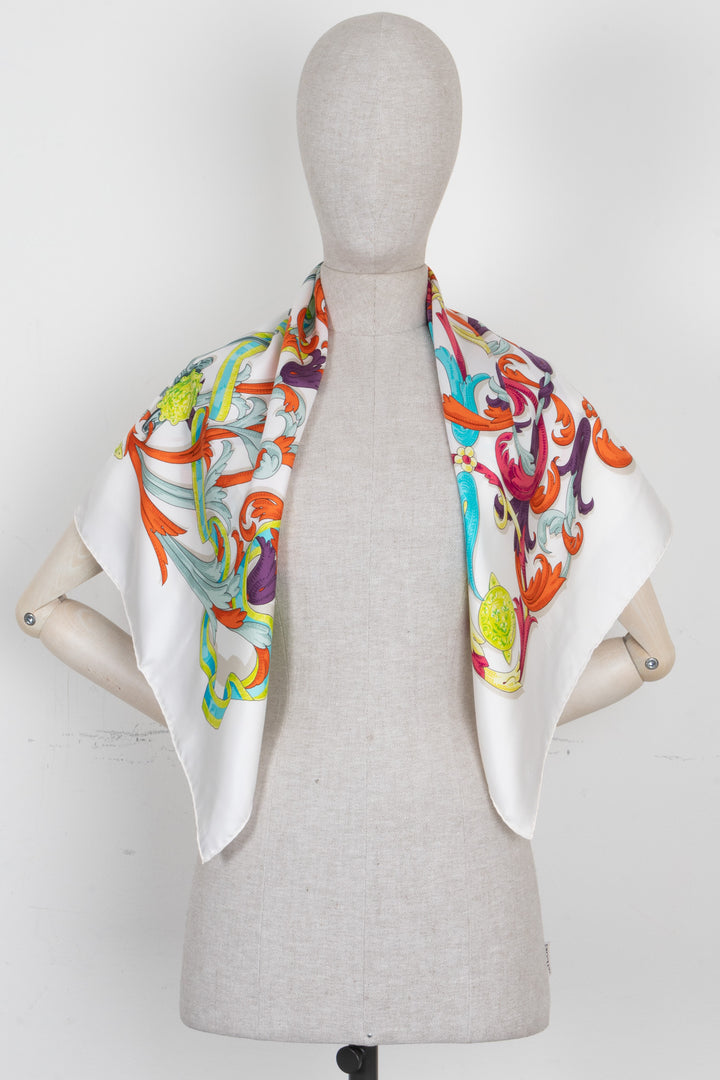 HERMÈS Le Mors A La Connetable 90 Scarf Silk White