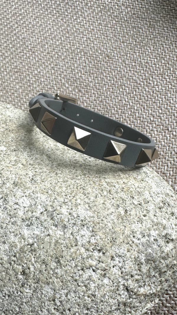 VALENTINO Rockstud Bracelet Leather Blue