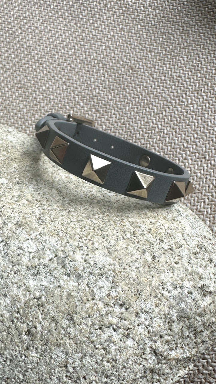 Bracelet VALENTINO Rockstud en cuir bleu