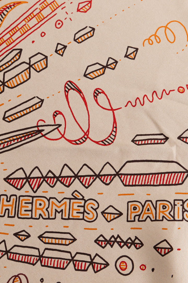 HERMÈS Hold The Line 90 Carrè Silk White