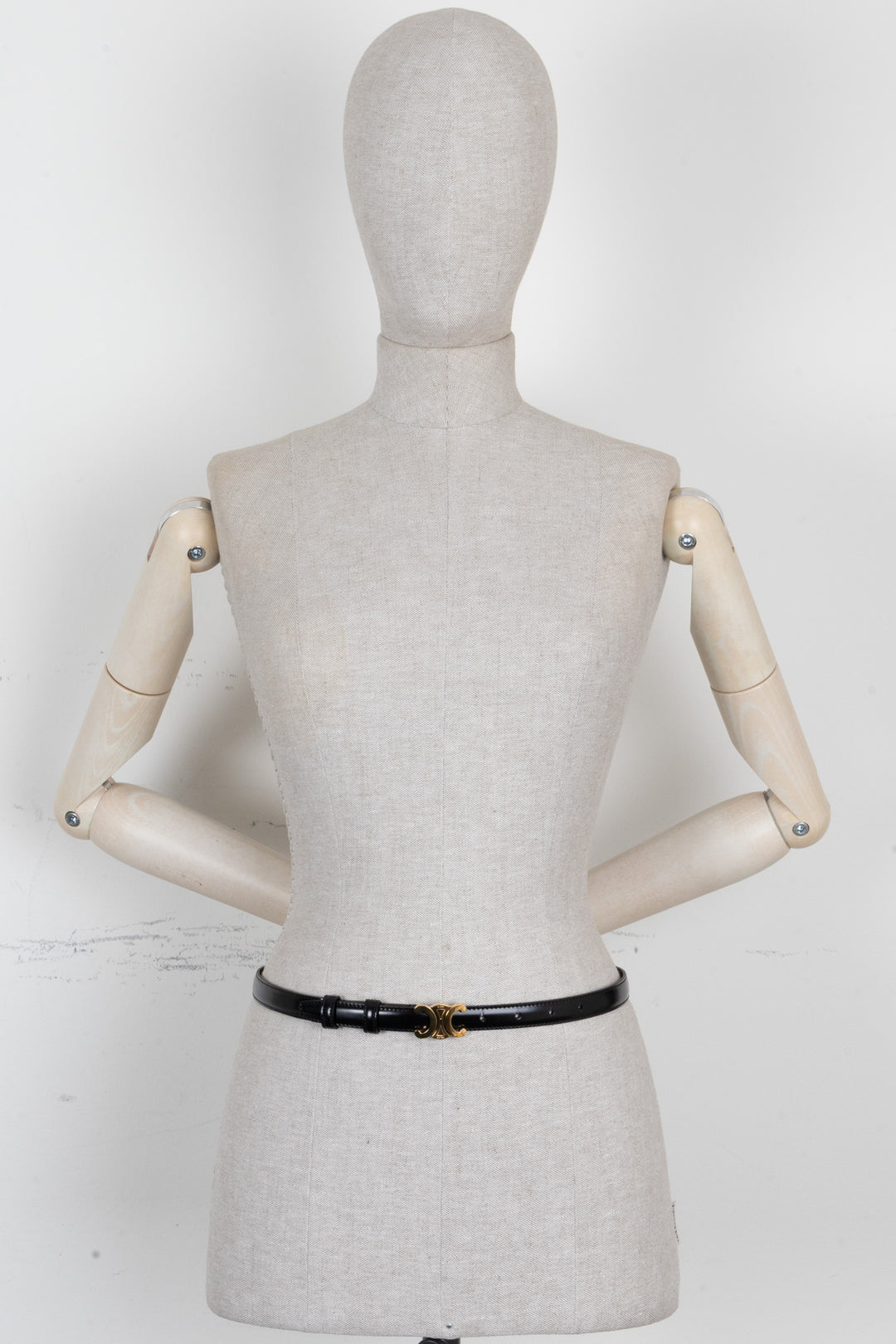 CELINE Triomphe 18mm Belt Leather Black