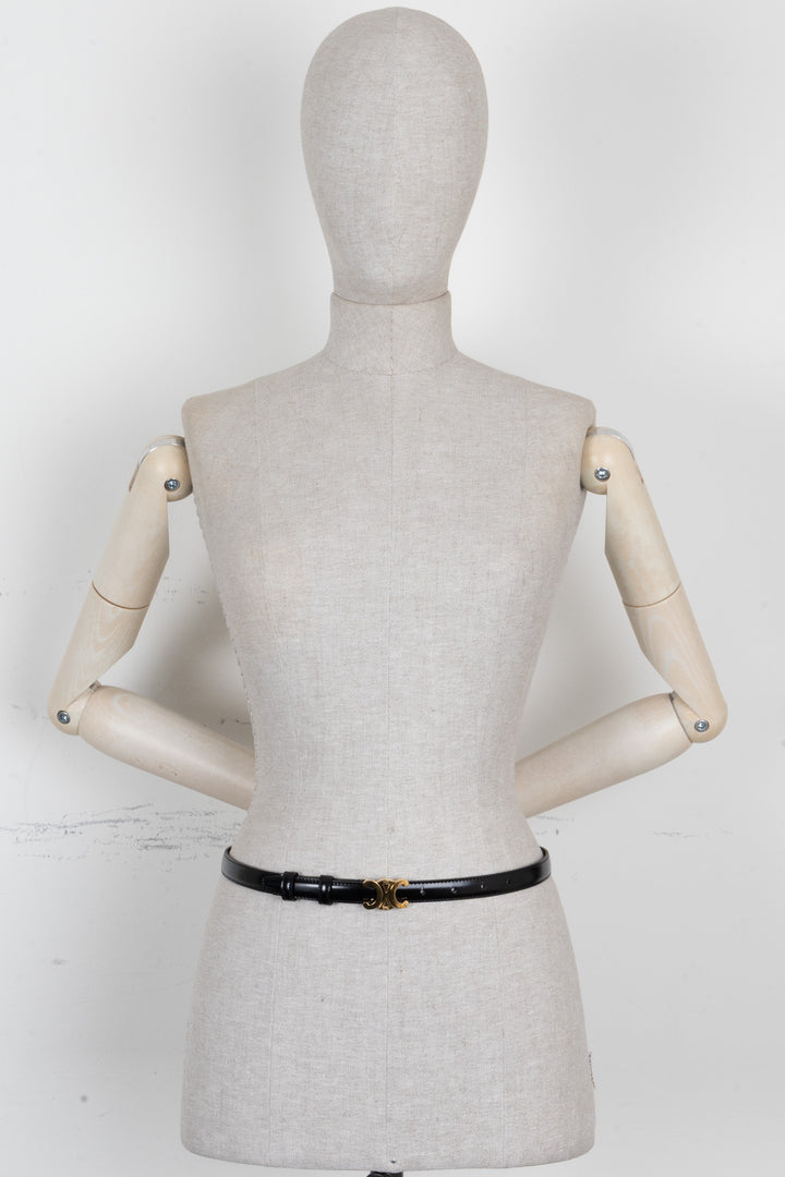 CELINE Triomphe 18mm Belt Leather Black