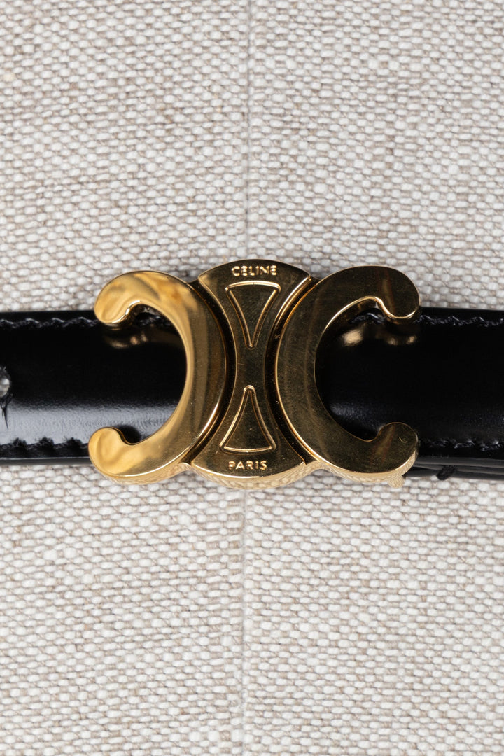 CELINE Triomphe 18mm Belt Leather Black