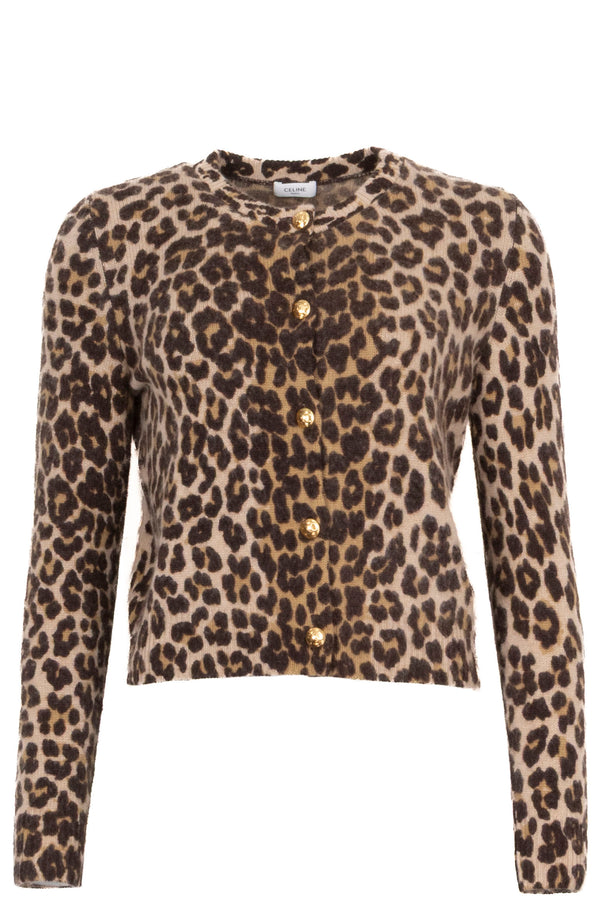 CELINE Veste guépard Cachemire Marron
