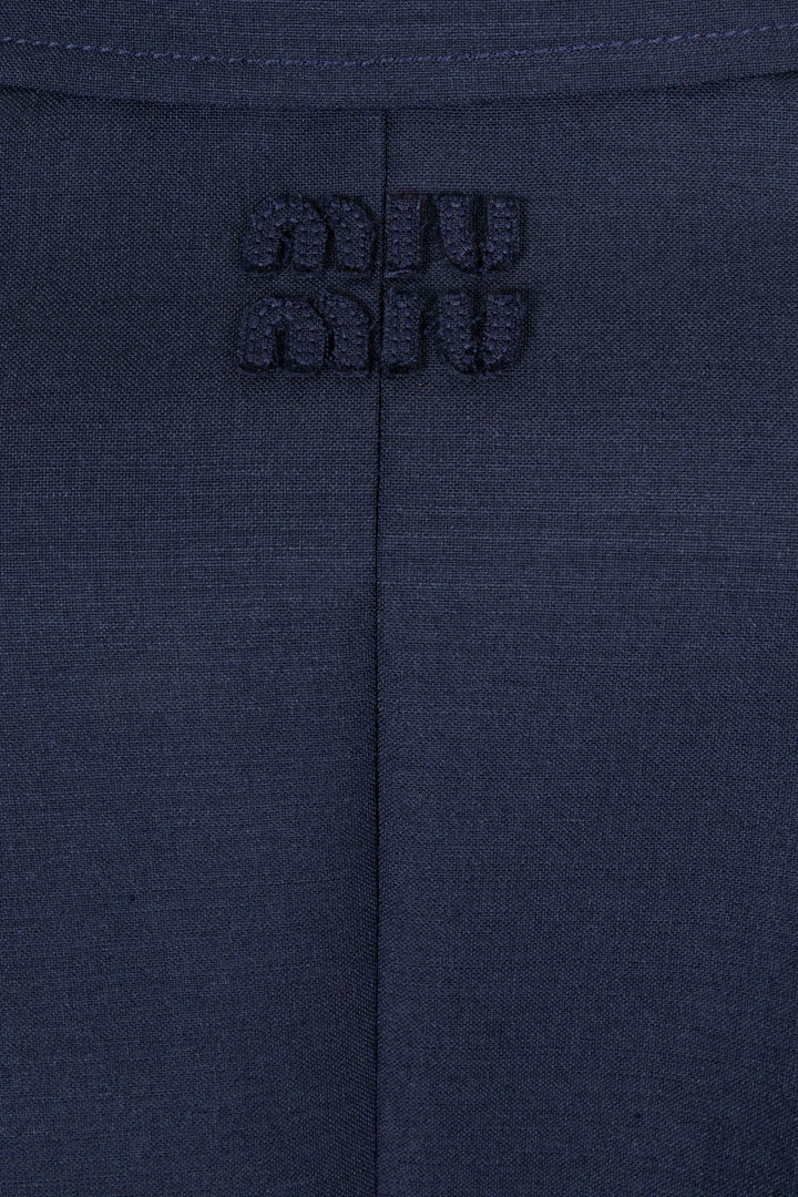 MIU MIU 2024 Single Breasted Blazer Mohair Wool Navy