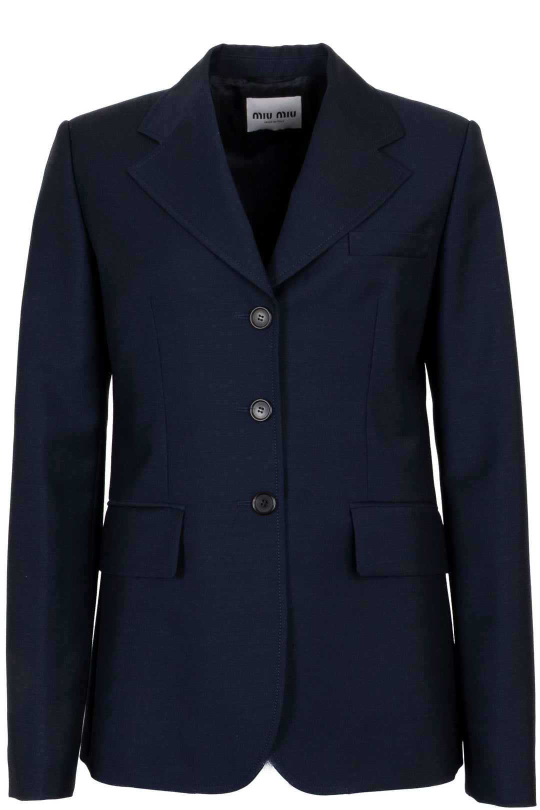 MIU MIU 2024 Single Breasted Blazer Mohair Wool Navy