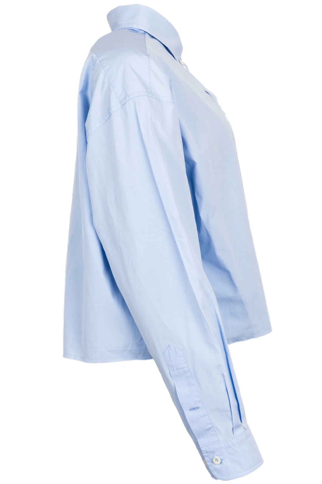 MIU MIU Logo Cropped Distressed Shirt Cotton Blue