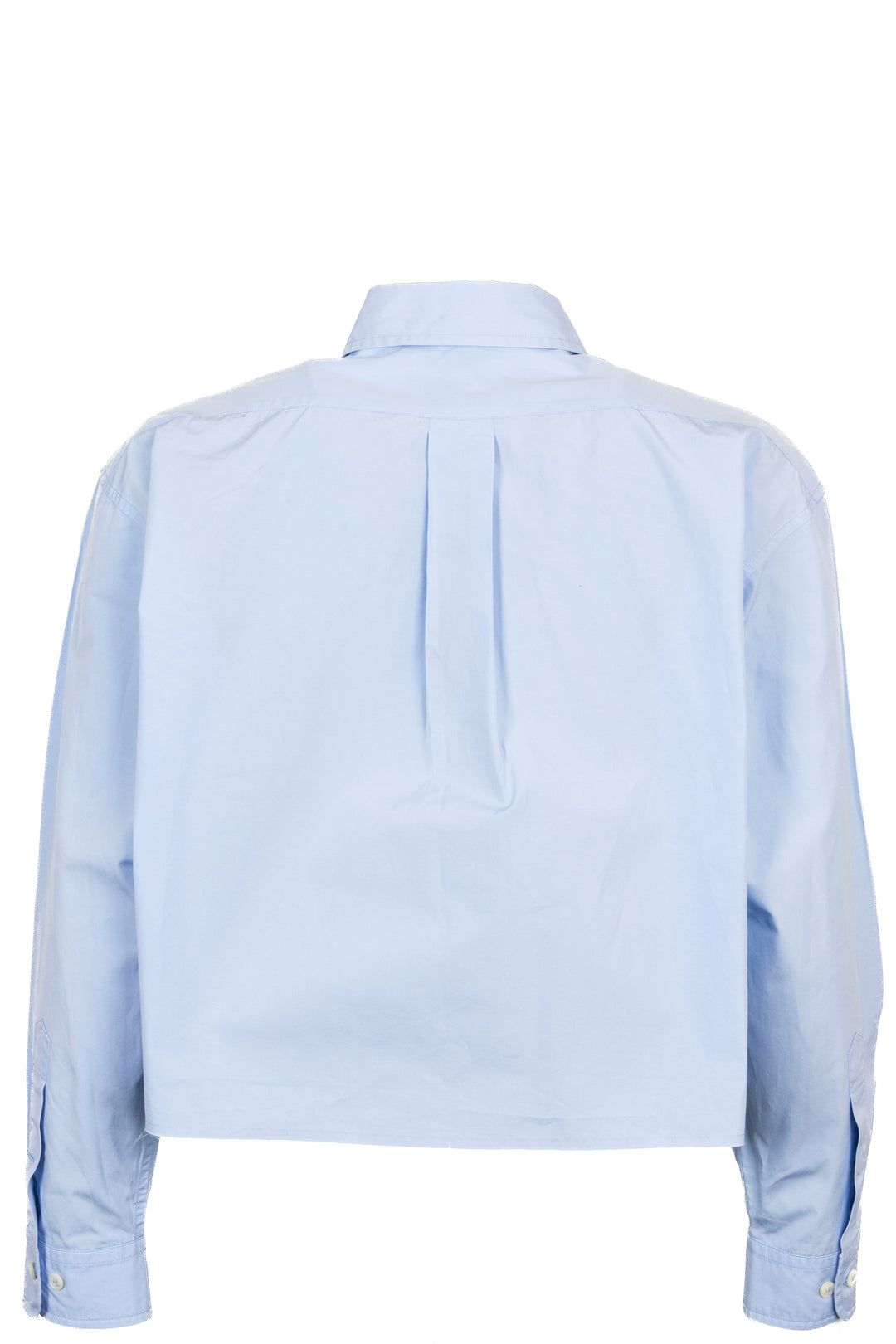 MIU MIU Logo Cropped Distressed Shirt Cotton Blue