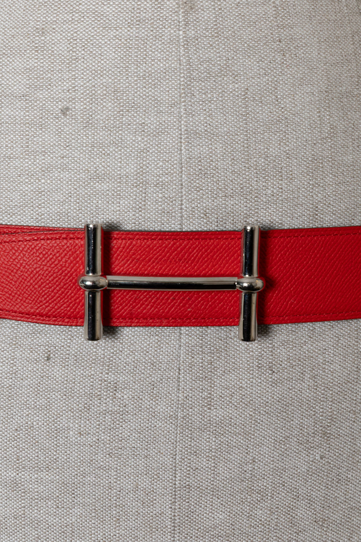 HERMÈS Reversible H D'Ancre Belt Epsom Red