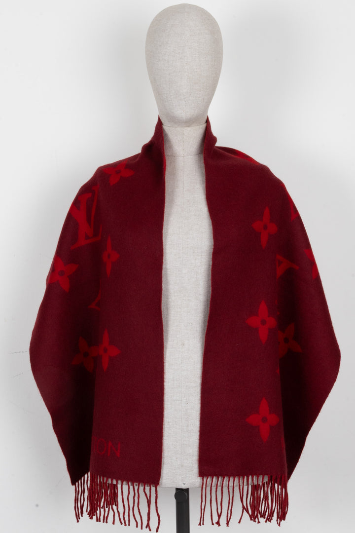 LOUIS VUITTON Écharpe Réversible Giant MNG Rouge