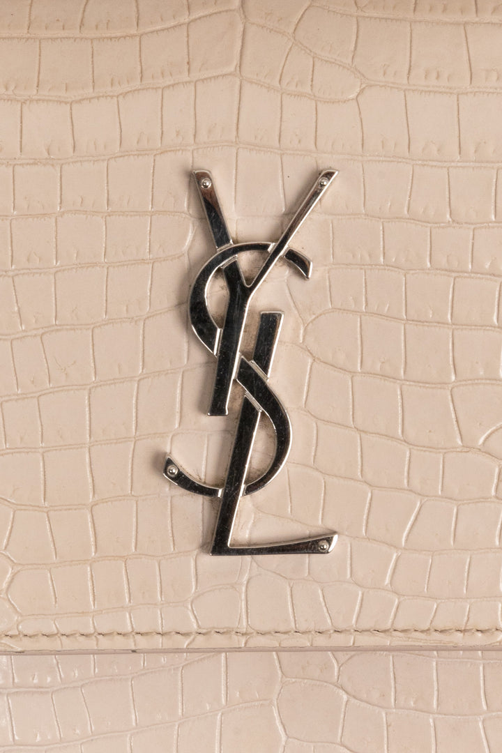 YVES SAINT LAURENT Sunset Bag Croc Embossed Nude