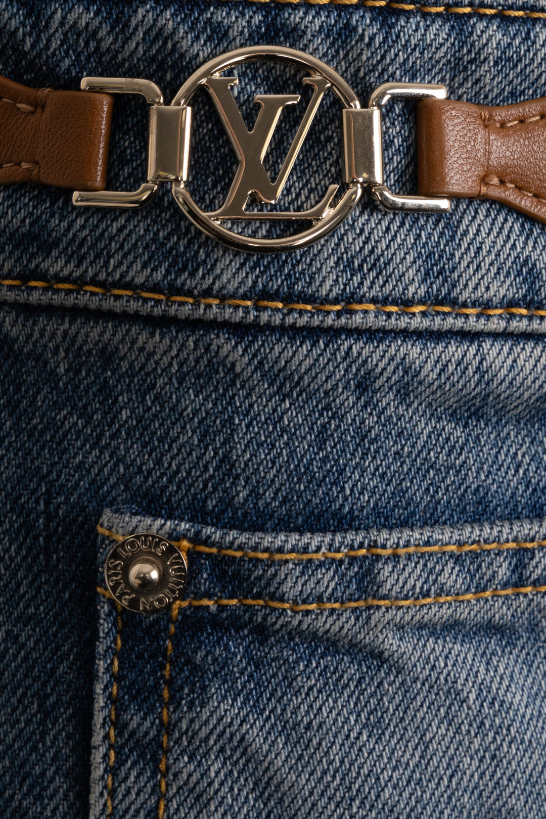 LOUIS VUITTON Pleated LV Logo Denim Blue