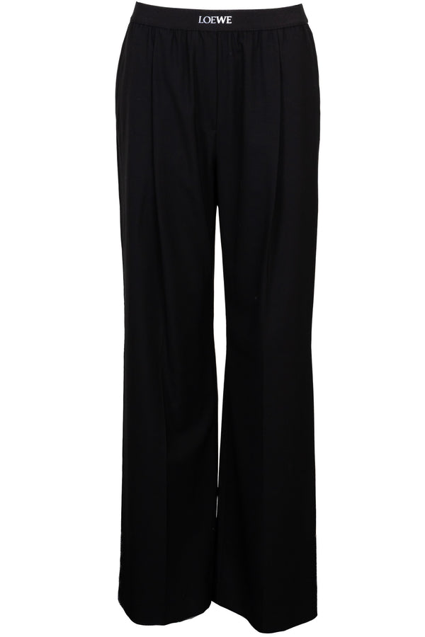 LOEWE Logo Wide Trousers Wool Black