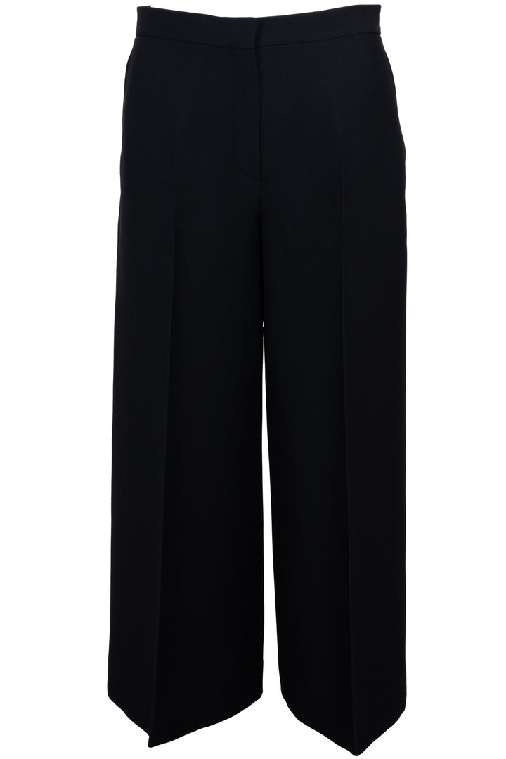 CHRISTIAN DIOR Pleated Cropped Trousers Wool Black