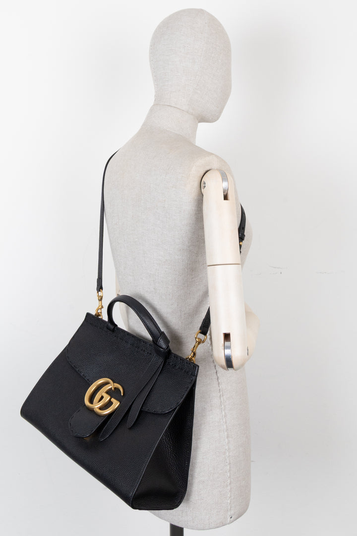 GUCCI Marmont Top Handle Bag Black