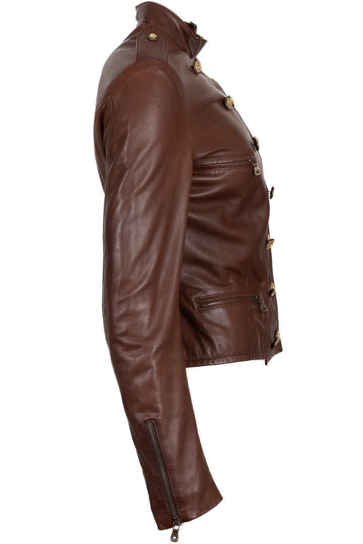 DOLCE & GABBANA Military Jacket Lambskin Brown