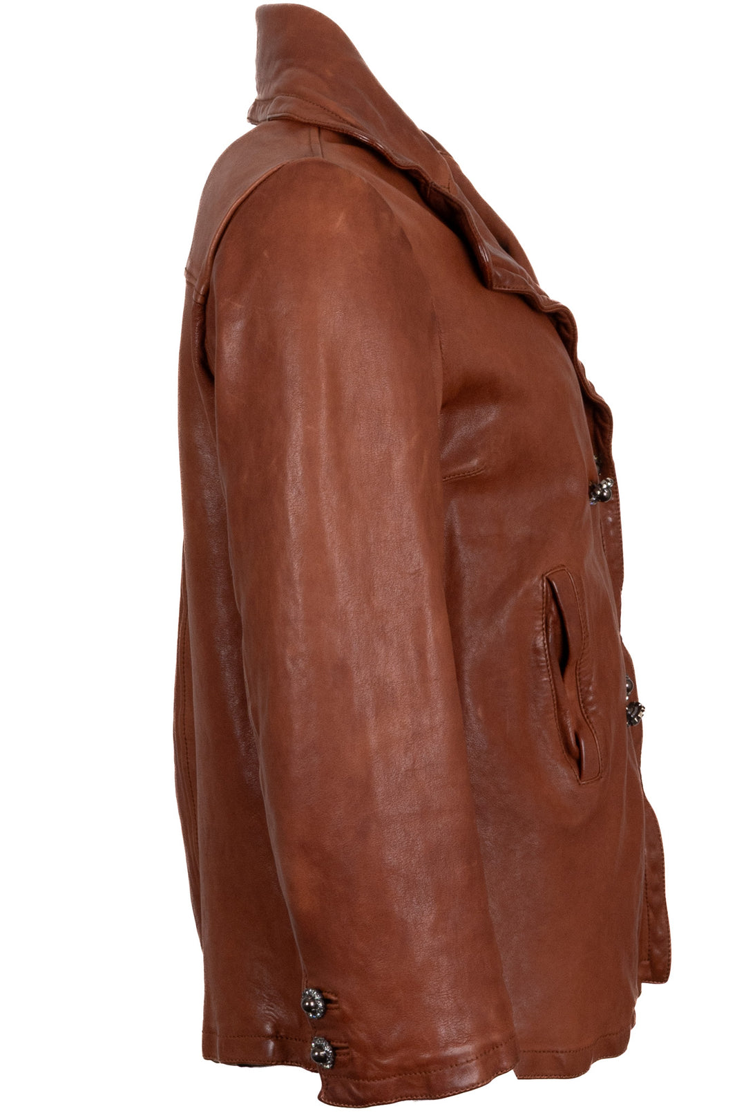 DOLCE & GABBANA Double Breasted Crystal Jacket Lambskin Cognac