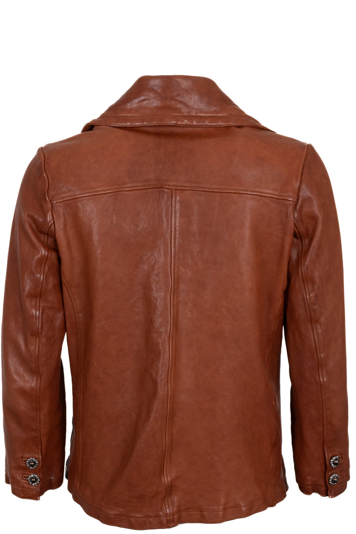 DOLCE & GABBANA Double Breasted Crystal Jacket Lambskin Cognac