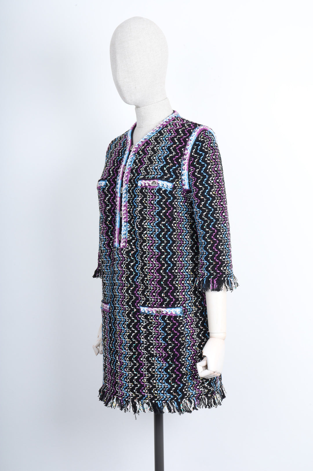 CHANEL Crochet Dress Violet Black