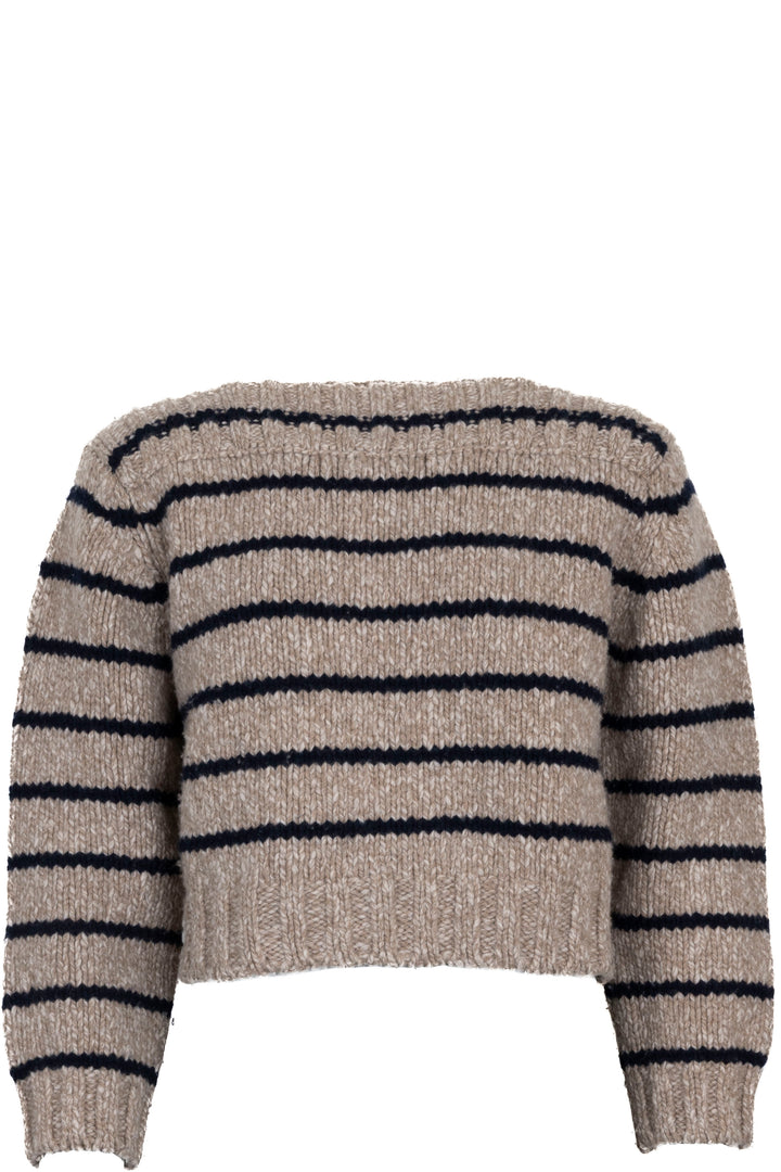 CELINE Pull rayé col bateau Laine sable