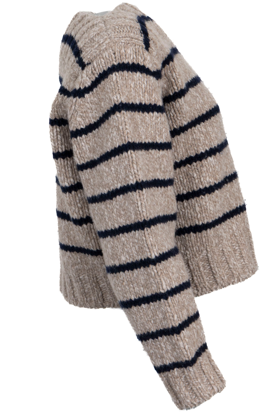 CELINE Pull rayé col bateau Laine sable