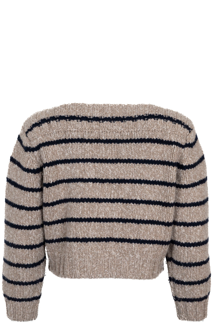 CELINE Pull rayé col bateau Laine sable