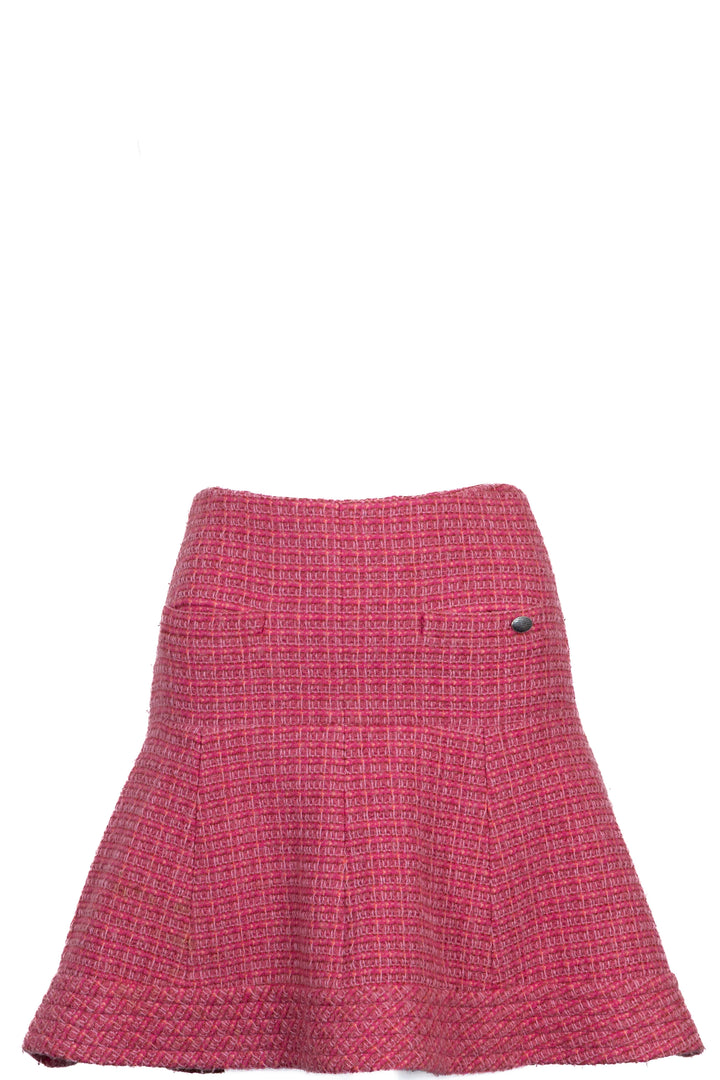 CHANEL 2013 Mini-jupe évasée en tweed rose