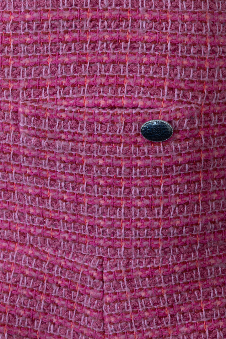 CHANEL 2013 Mini-jupe évasée en tweed rose