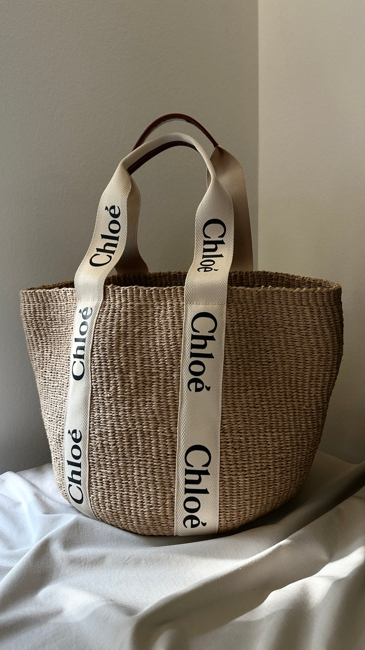 Grand sac fourre-tout Chloé Woody beige