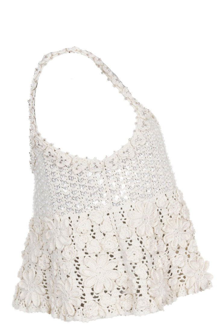 CELINE Crochet Top Crystals Ivory