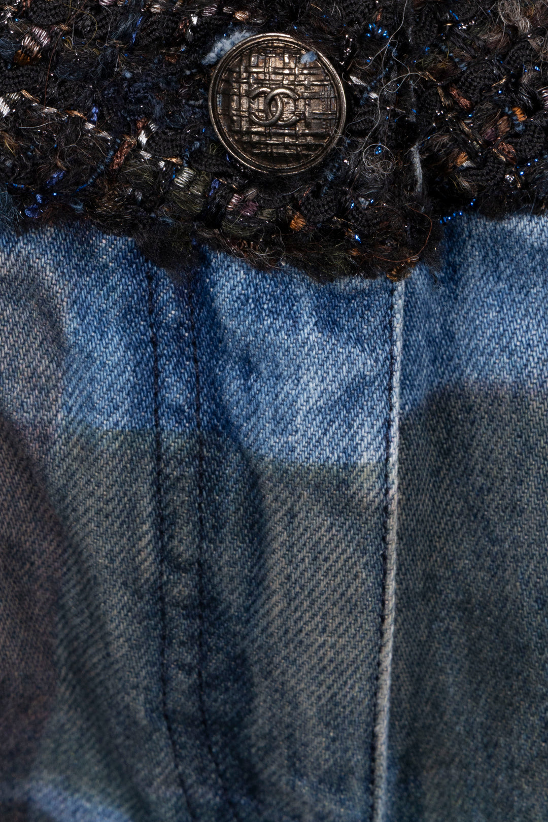 CHANEL Paris-Edinburgh Denim Pants Tartan Denim Blue