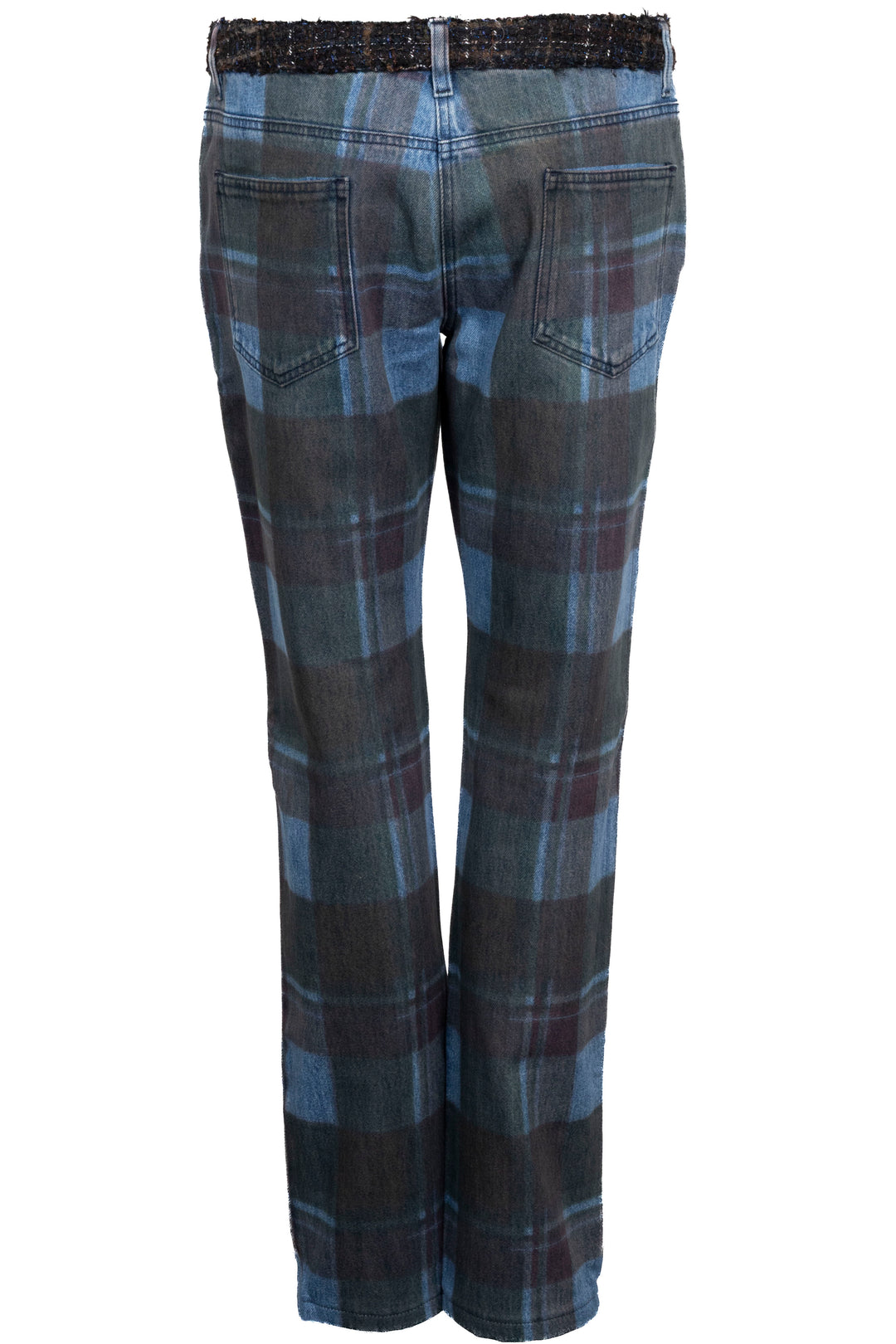 CHANEL Paris-Edinburgh Denim Pants Tartan Denim Blue