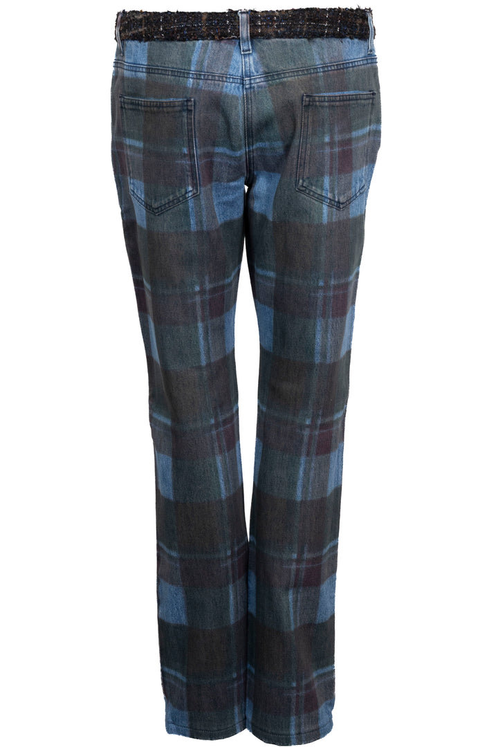 CHANEL Paris-Edinburgh Denim Pants Tartan Denim Blue
