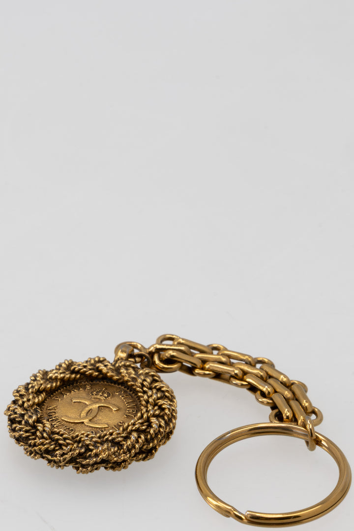 CHANEL Porte-clés Vintage Coco Mark Métal Doré