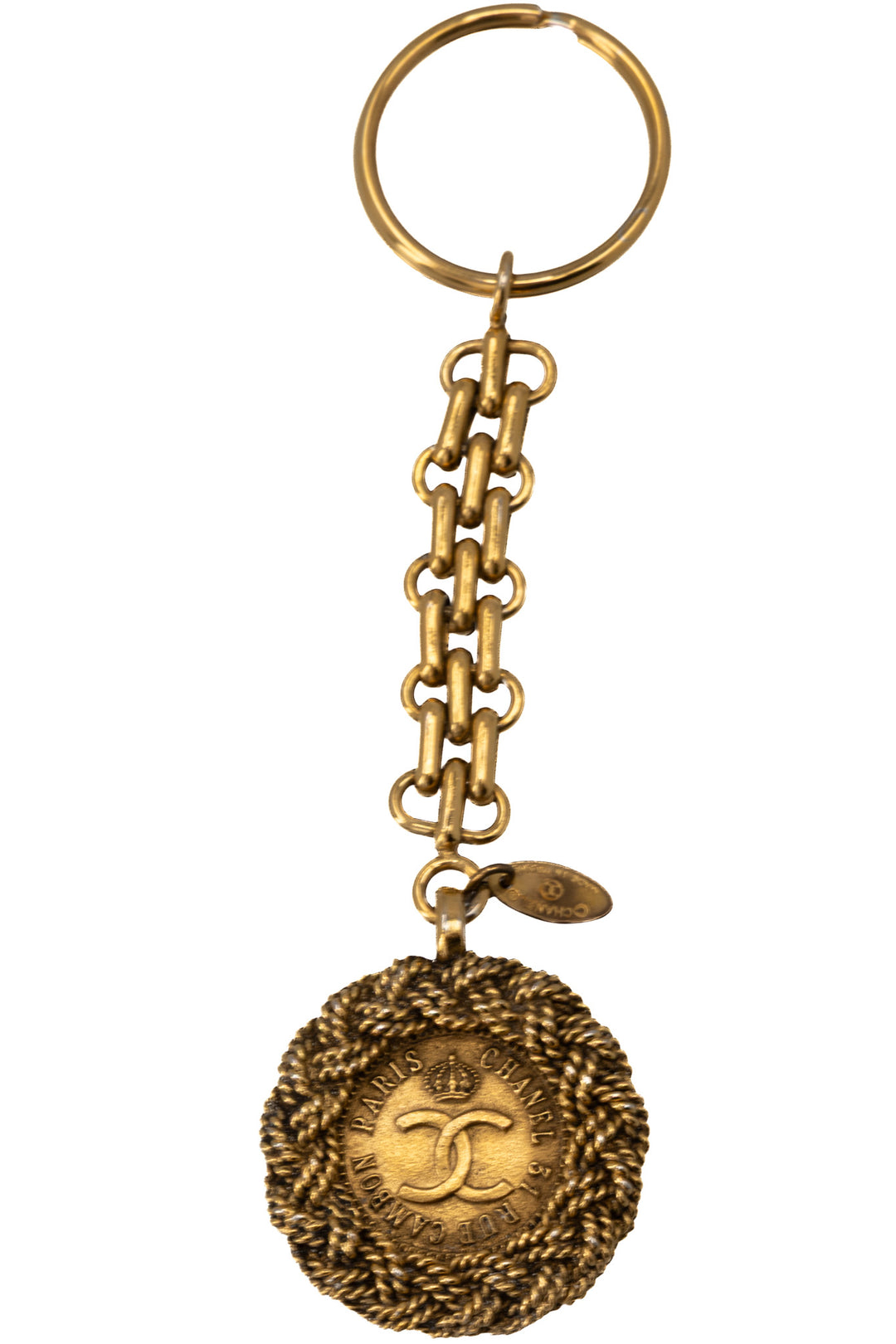 CHANEL Porte-clés Vintage Coco Mark Métal Doré