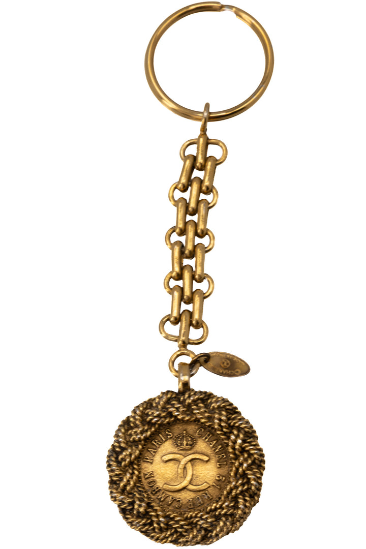 CHANEL Porte-clés Vintage Coco Mark Métal Doré