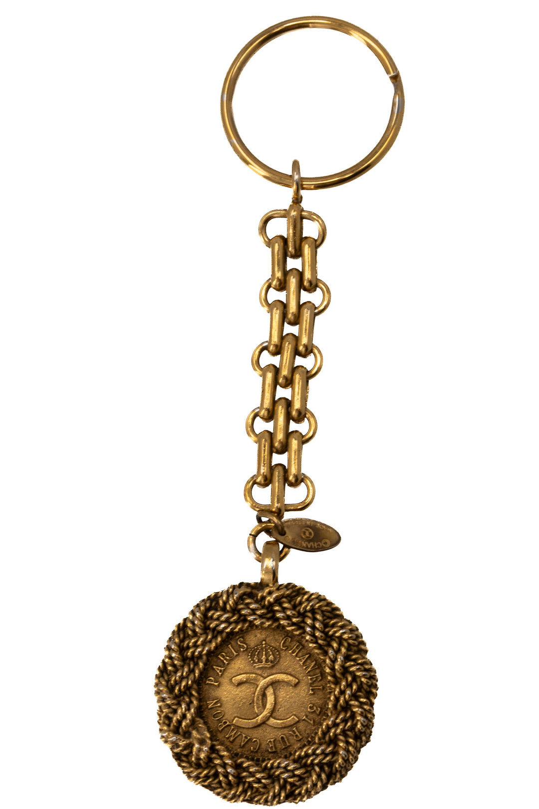 CHANEL Porte-clés Vintage Coco Mark Métal Doré