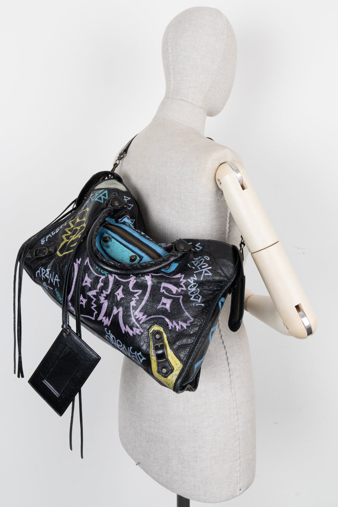 BALENCIAGA Graffiti City Tote Bag Black