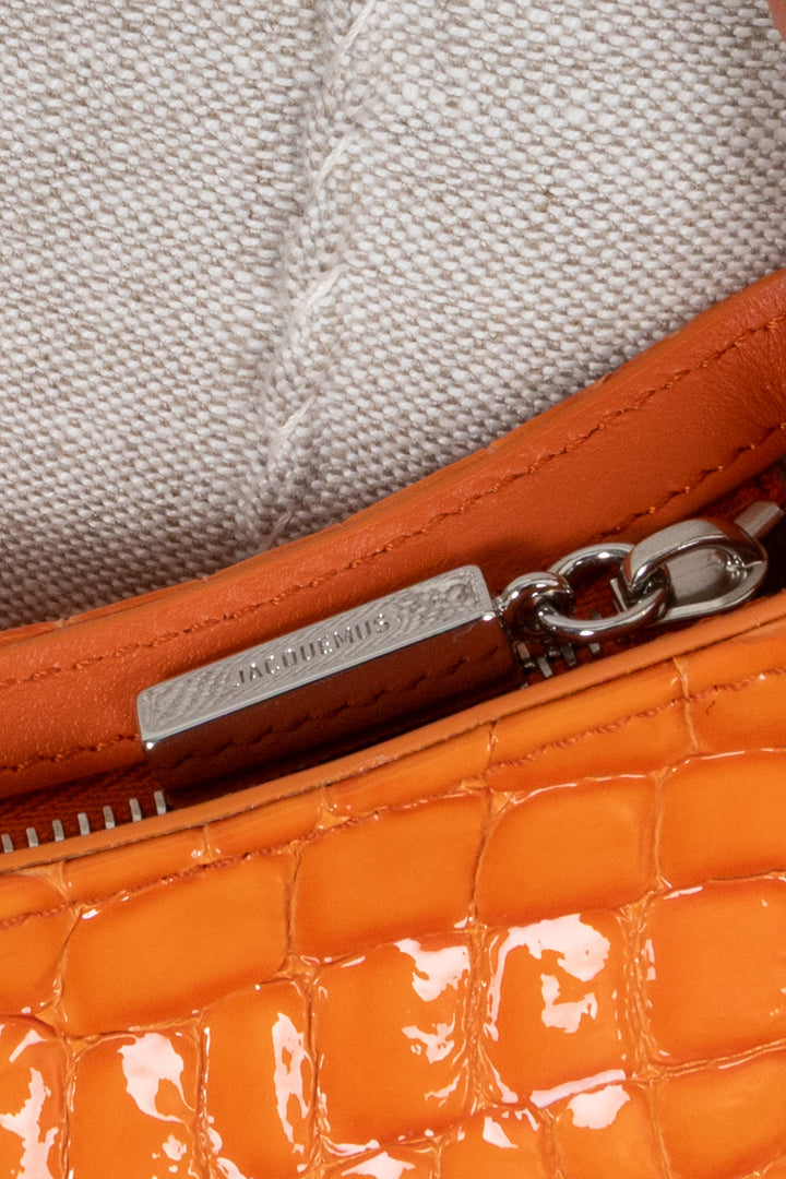 JACQUEMUS Le Bisou Perle Shoulder Bag Croc Embossed Orange