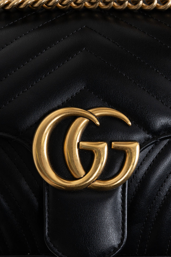 GUCCI Marmont Shoulder Bag Medium Leather Black