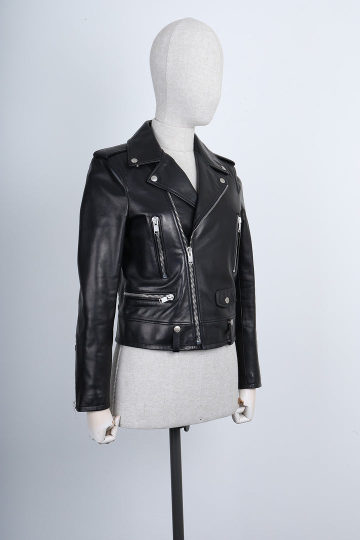 SAINT LAURENT Biker Leather Jacket Black